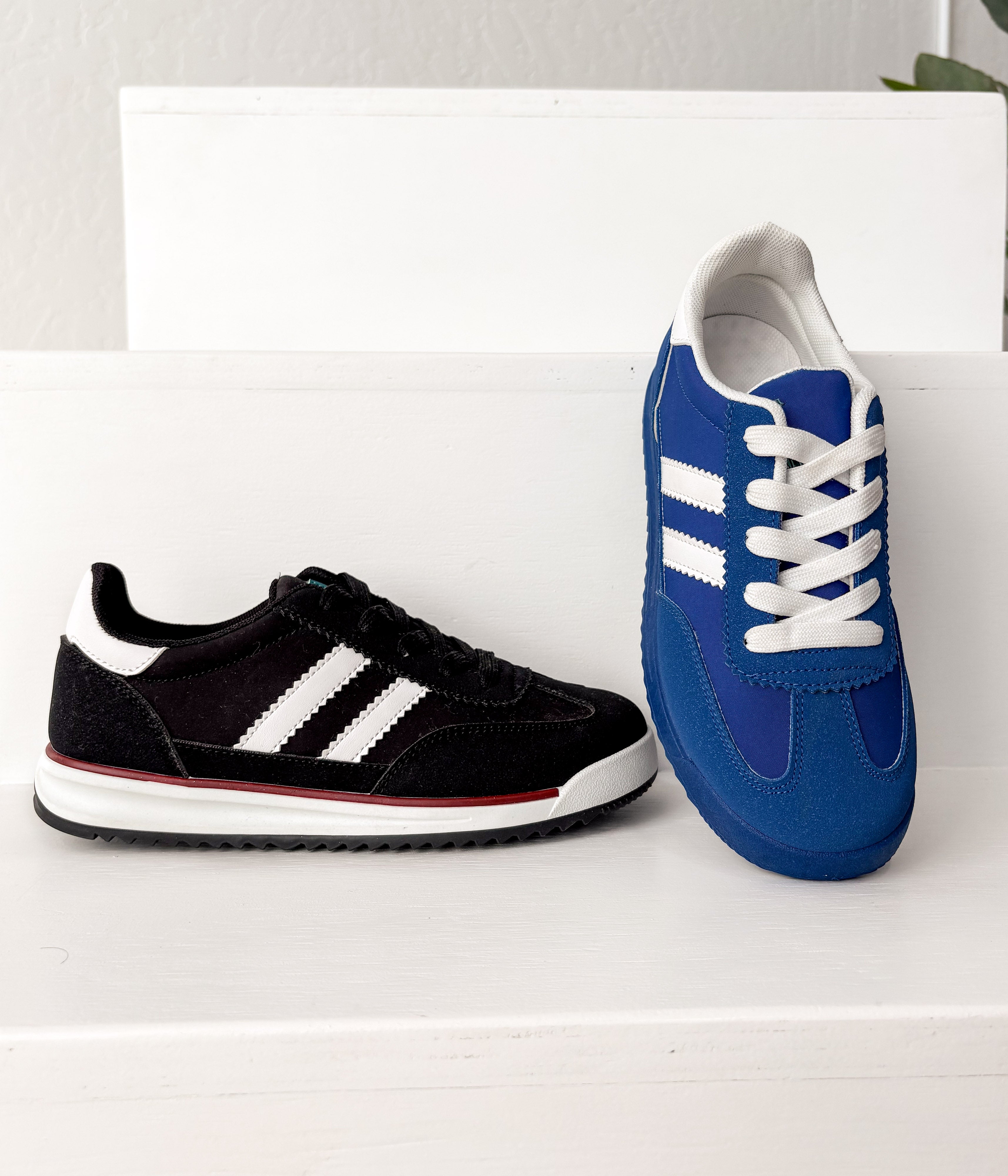 Tokyo Dual Stripe Sneakers Blue White Sole Casual Style Naughty Monkey
